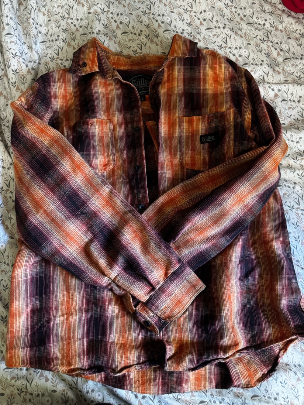 Men's Sullen Plaid Button-Up Shirt in Orange and Brown